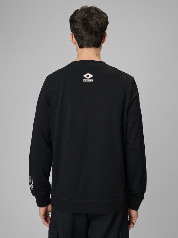Męski longsleeve z nadrukiem 4F 4FRSS26TLONM674 - czarny