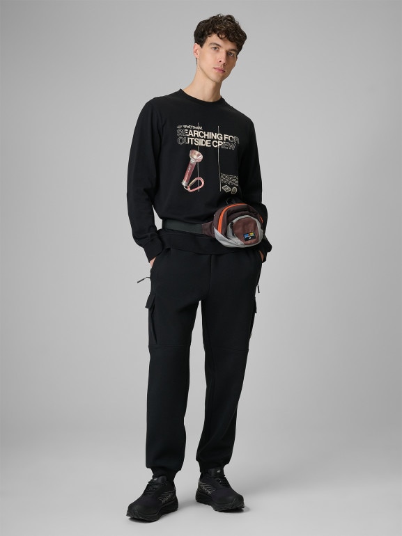 Męski longsleeve z nadrukiem 4F 4FRSS26TLONM674 - czarny
