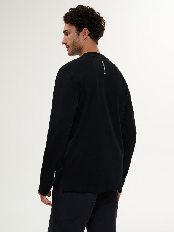 Męski longsleeve z nadrukiem 4F4FRSS26TLONM679 - czarny