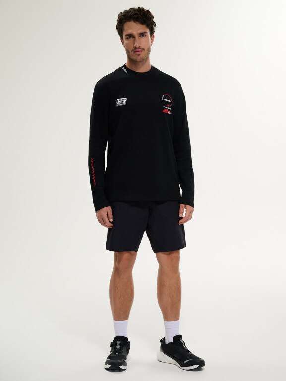 Męski longsleeve z nadrukiem 4F4FRSS26TLONM679 - czarny