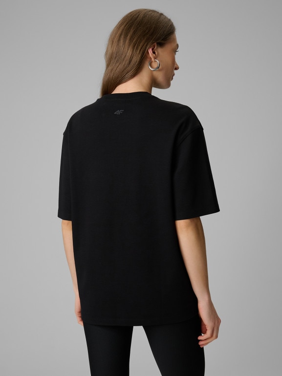 Damski t-shirt z nadrukiem 4F 4FRSS26TTSHF3705 - czarny