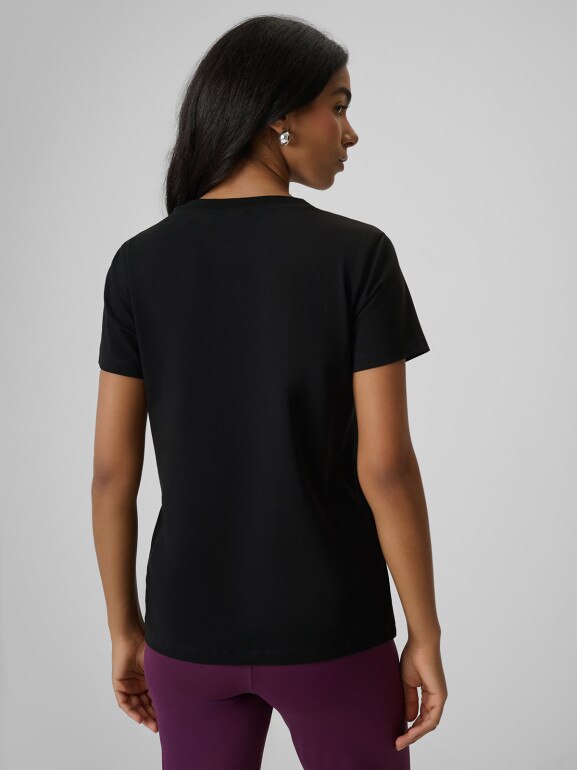 Damski t-shirt z nadrukiem 4F 4FRSS26TTSHF3793 - czarny