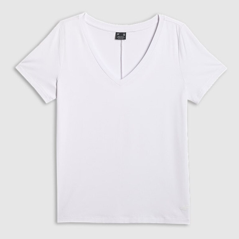 Damski t-shirt bez nadruku 4F 4FRSS26TTSHF3796 - biały