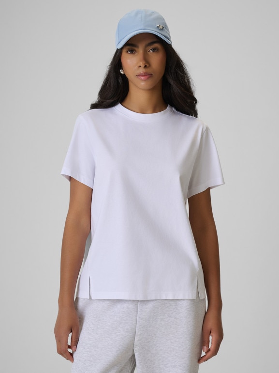 Damski t-shirt bez nadruku 4F 4FRSS26TTSHF3797 - biały