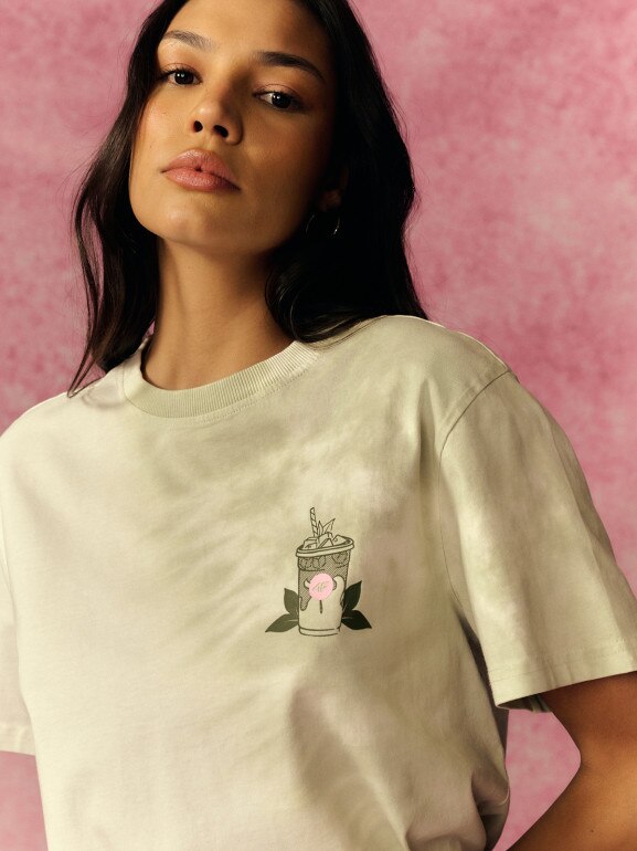 Damski t-shirt z nadrukiem 4F 4FRSS26TTSHF3852 - zielony