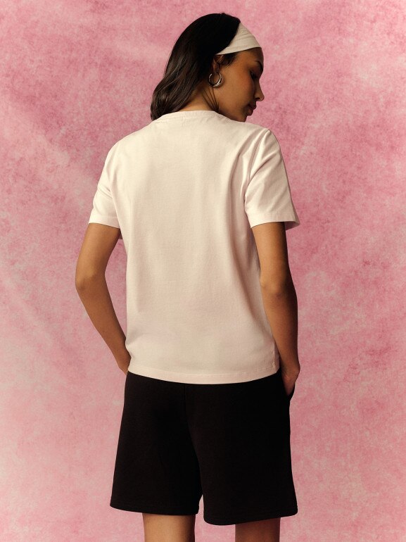 Damski t-shirt z nadrukiem 4F 4FRSS26TTSHF3853 - różowy