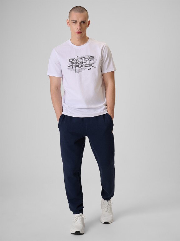 Męski t-shirt z nadrukiem 4F 4FRSS26TTSHM3804 - biały