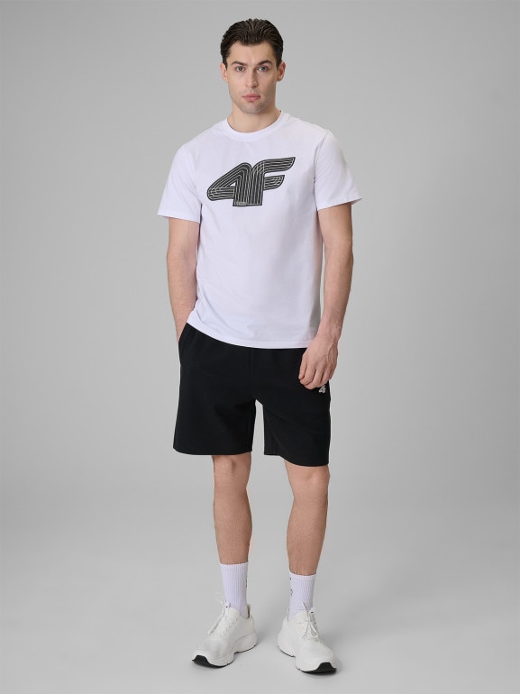 Męski t-shirt z nadrukiem 4F 4FRSS26TTSHM3805 - biały