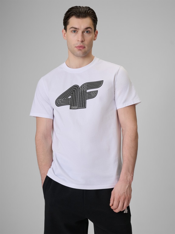 Męski t-shirt z nadrukiem 4F 4FRSS26TTSHM3805 - biały