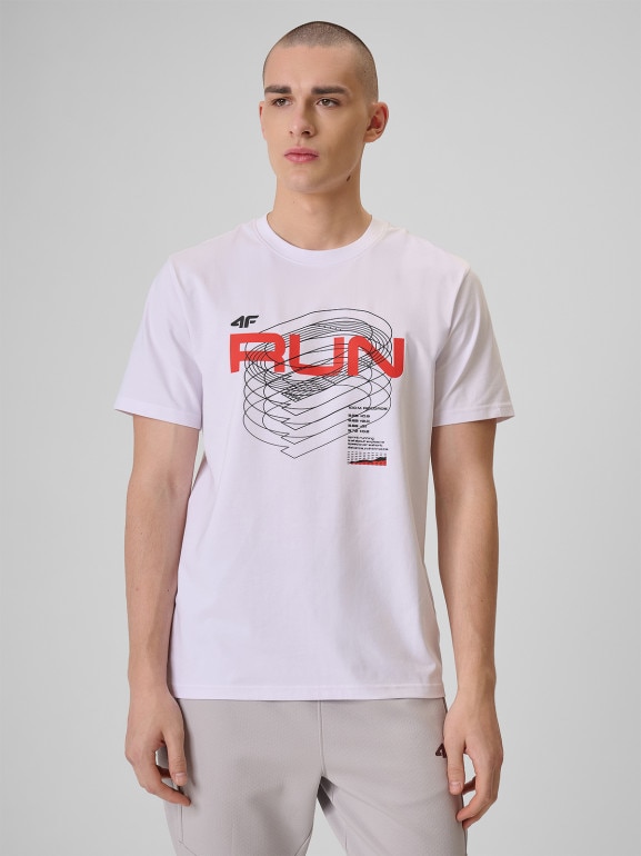 Męski t-shirt z nadrukiem 4F 4FRSS26TTSHM3806 - biały