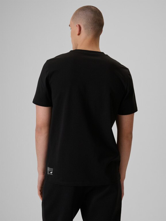Męski t-shirt z nadrukiem 4F 4FRSS26TTSHM3806 - czarny