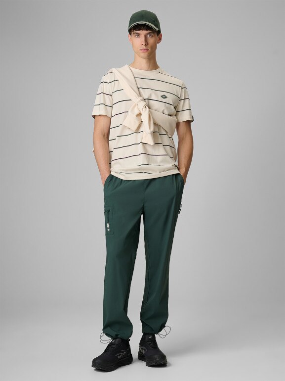 Męski t-shirt z nadrukiem 4F 4FRSS26TTSHM3812 - beżowy