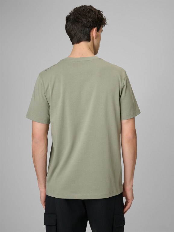 Męski t-shirt z nadrukiem 4F 4FRSS26TTSHM3814 - oliwkowy