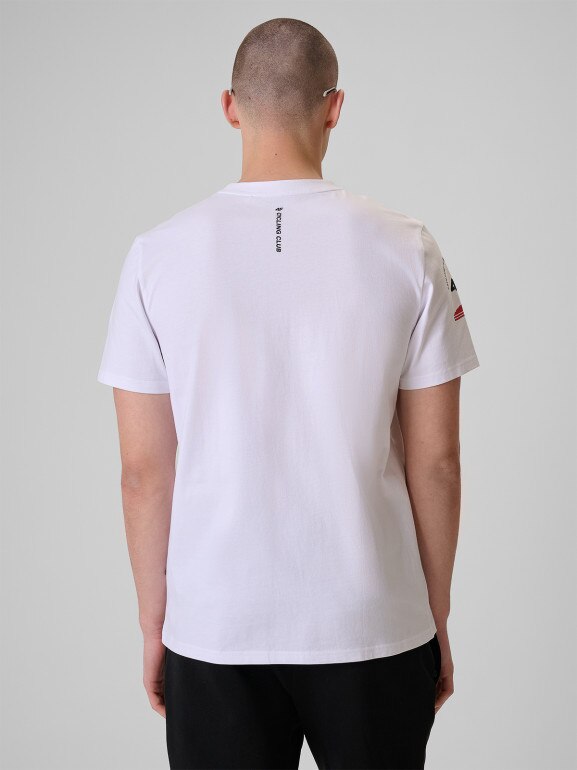 Męski t-shirt z nadrukiem 4F 4FRSS26TTSHM3872 - biały