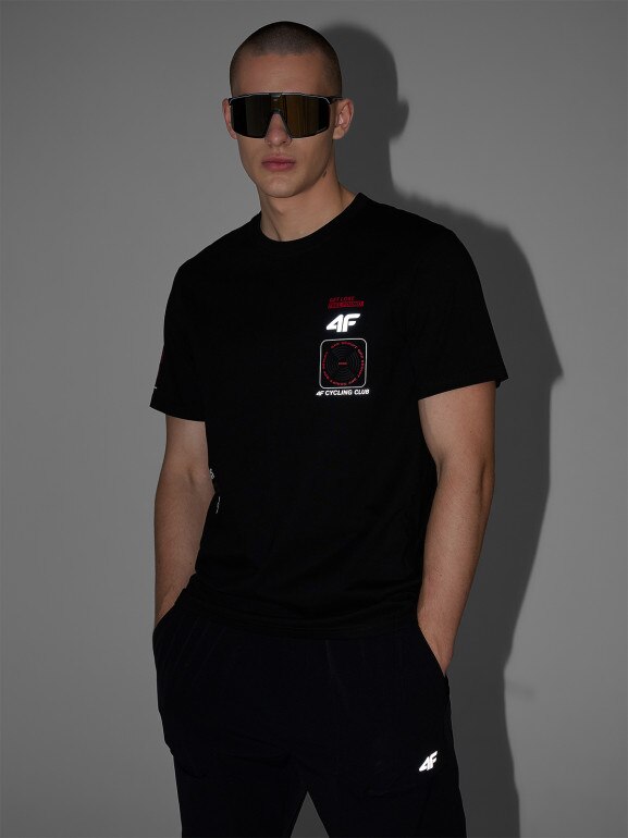 Męski t-shirt z nadrukiem 4F 4FRSS26TTSHM3872 - czarny