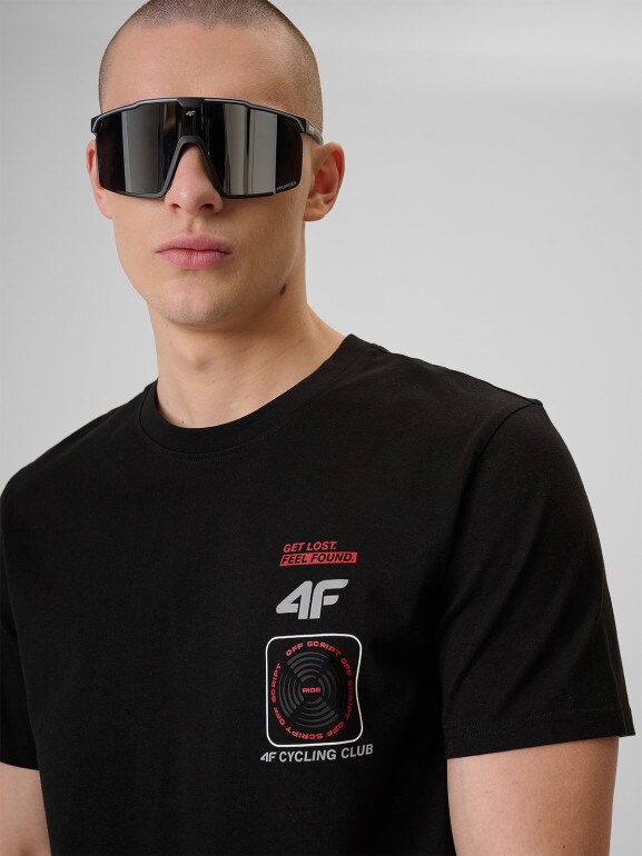 Męski t-shirt z nadrukiem 4F 4FRSS26TTSHM3872 - czarny