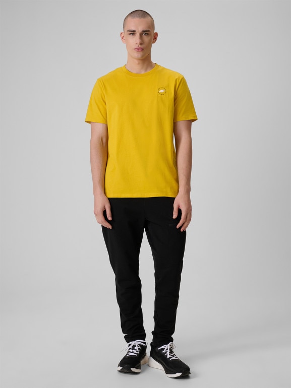Męski t-shirt z nadrukiem 4F 4FRSS26TTSHM3873 - żółty