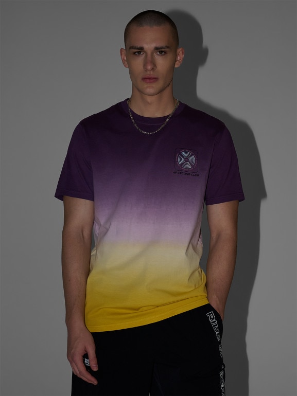Męski t-shirt z nadrukiem 4F 4FRSS26TTSHM3877 - fioletowy