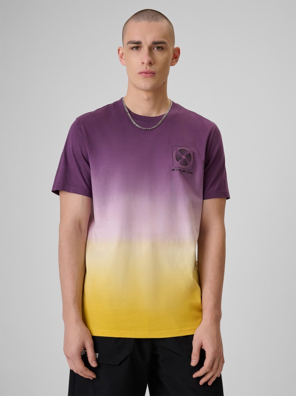 Męski t-shirt z nadrukiem 4F 4FRSS26TTSHM3877 - fioletowy