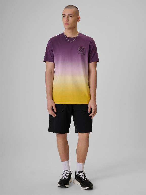 Męski t-shirt z nadrukiem 4F 4FRSS26TTSHM3877 - fioletowy