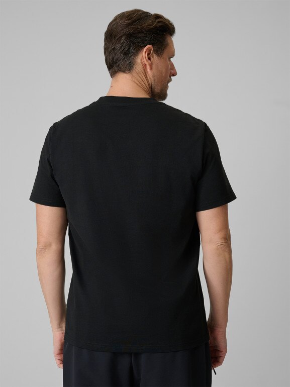Męski t-shirt z nadrukiem 4F 4FRSS26TTSHM3989 - czarny