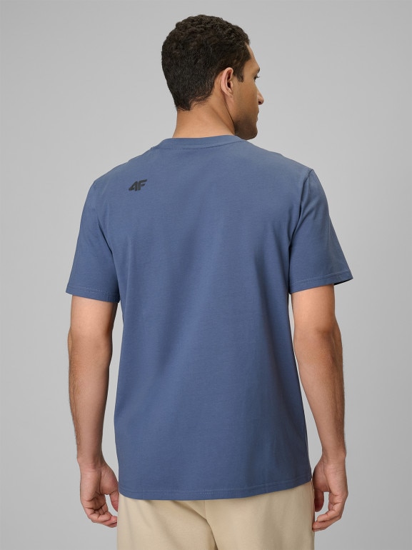 Męski t-shirt bez nadruku 4F 4FRSS26TTSHM4261 - denim