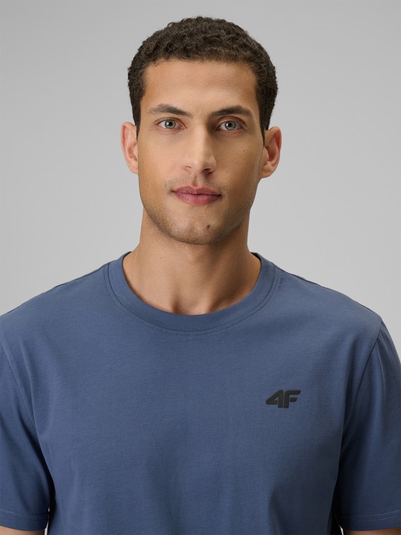 Męski t-shirt bez nadruku 4F 4FRSS26TTSHM4261 - denim