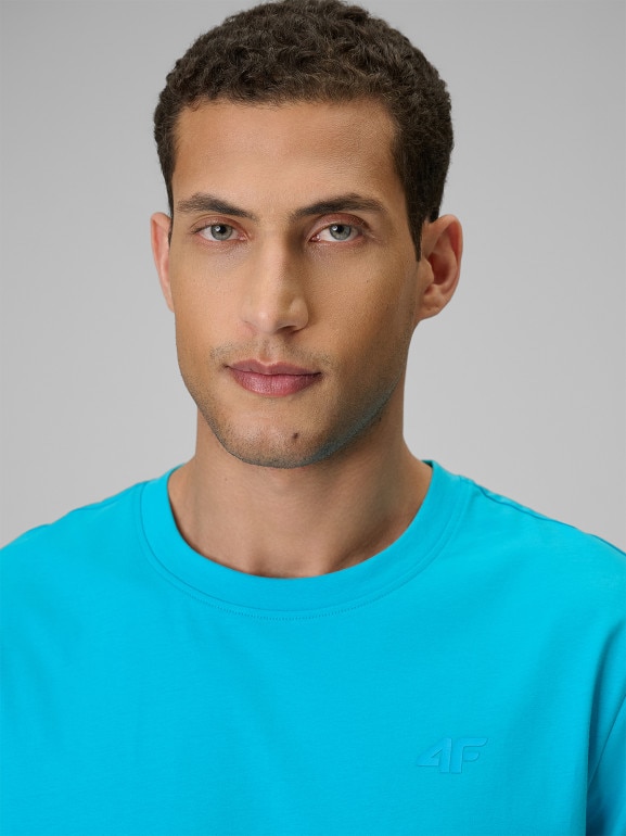 Męski t-shirt bez nadruku 4F 4FRSS26TTSHM4261 - niebieski