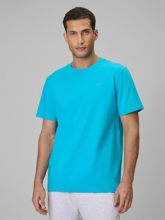 Męski t-shirt bez nadruku 4F 4FRSS26TTSHM4261 - niebieski