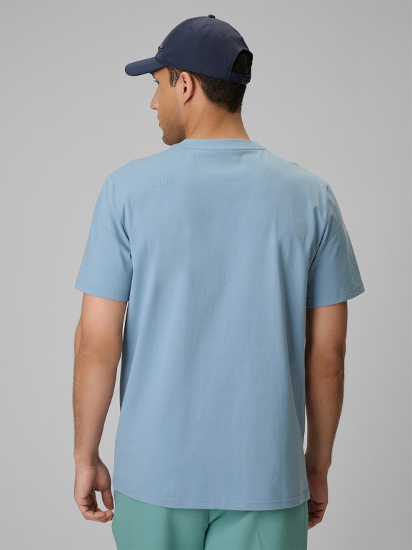 Męski t-shirt bez nadruku 4F 4FRSS26TTSHM4261 - niebieski