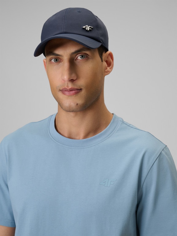 Męski t-shirt bez nadruku 4F 4FRSS26TTSHM4261 - niebieski