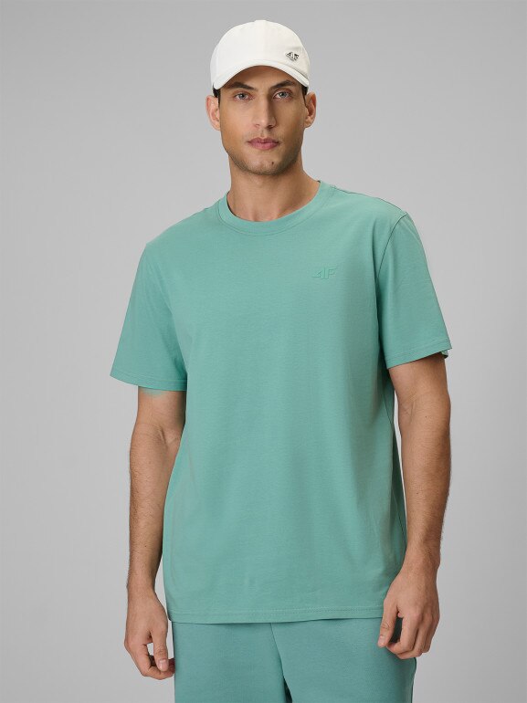 Męski t-shirt bez nadruku 4F 4FRSS26TTSHM4261 - miętowy