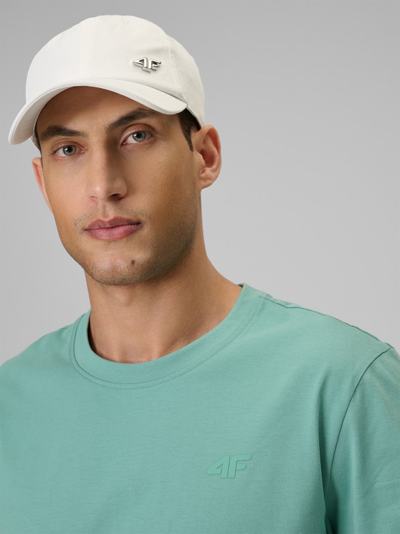 Męski t-shirt bez nadruku 4F 4FRSS26TTSHM4261 - miętowy