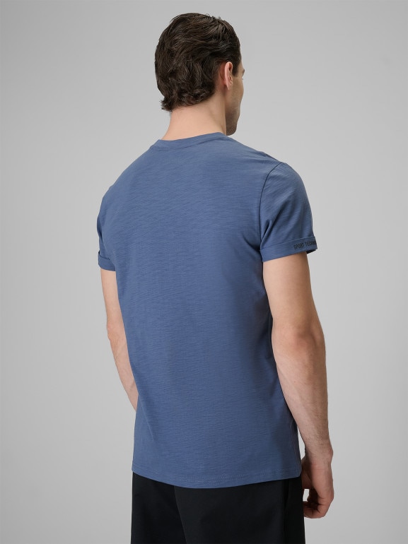 Męski t-shirt bez nadruku 4F 4FRSS26TTSHM4378 - granatowy