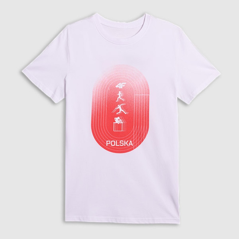 Męska koszulka kibica 4F 4FSSS26TTSHM4768 - biała