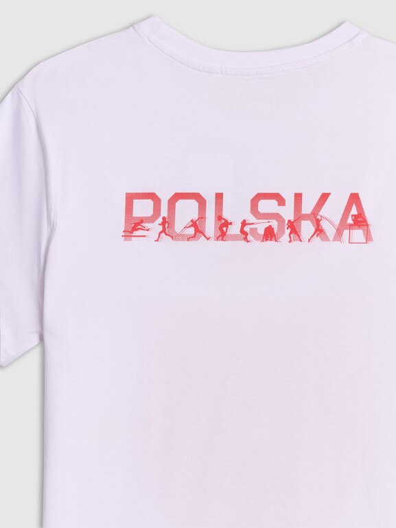 Męska koszulka kibica 4F 4FSSS26TTSHM4768 - biała