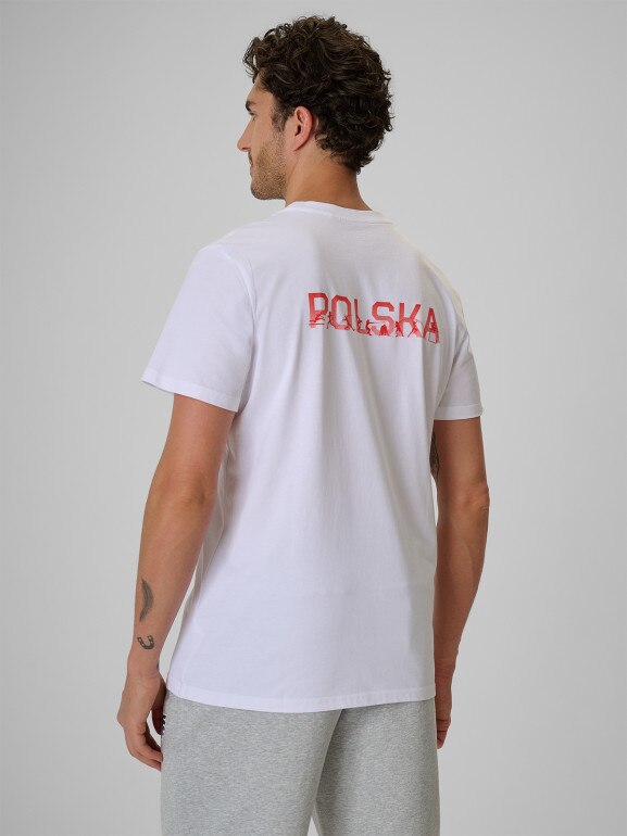 Męska koszulka kibica 4F 4FSSS26TTSHM4769 - biała