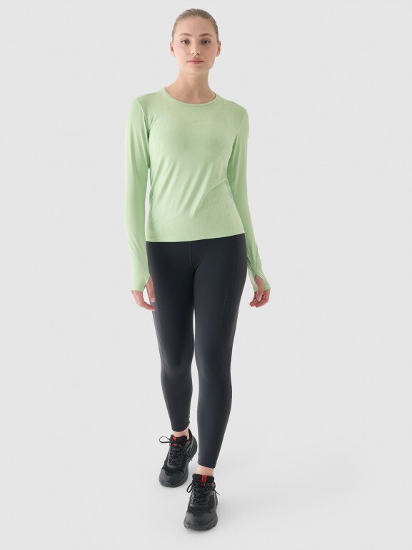 Damski longsleeve do biegania 4F 4FWAW24TFLOF249 - zielony