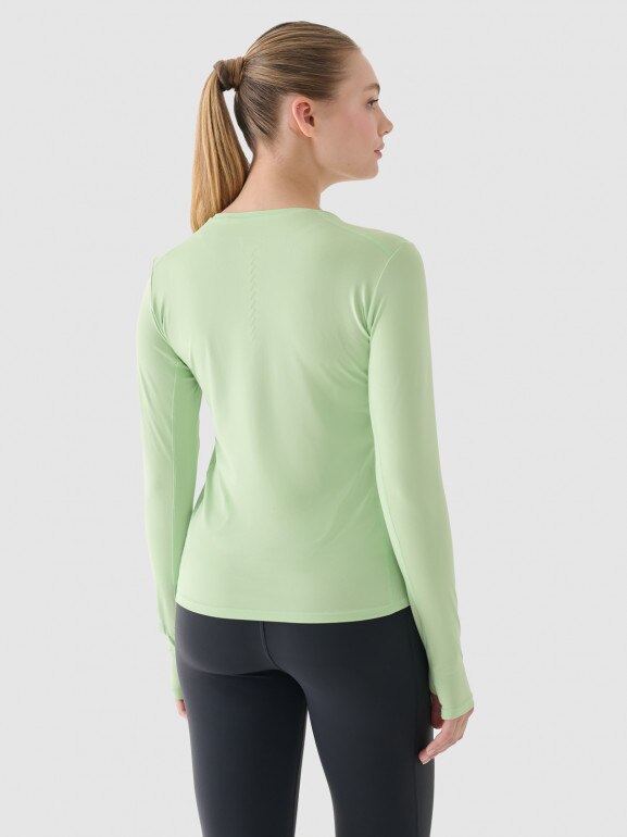 Damski longsleeve do biegania 4F 4FWAW24TFLOF249 - zielony