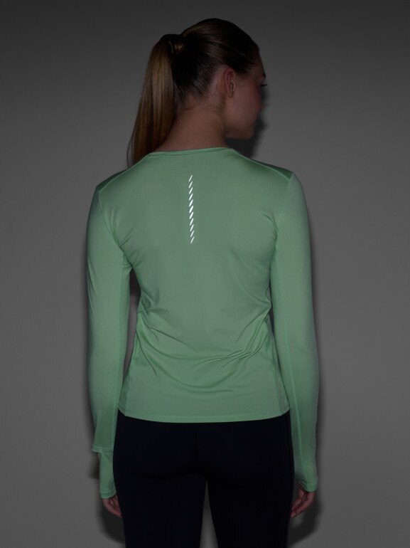 Damski longsleeve do biegania 4F 4FWAW24TFLOF249 - zielony