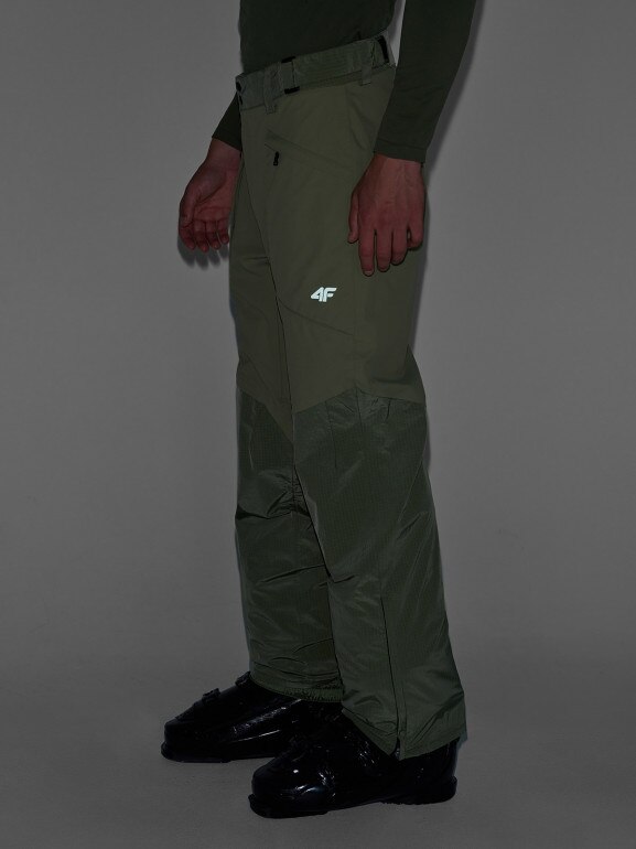 Męskie spodnie narciarskie 4F 4FWAW24TFTRM695 - oliwkowe/khaki
