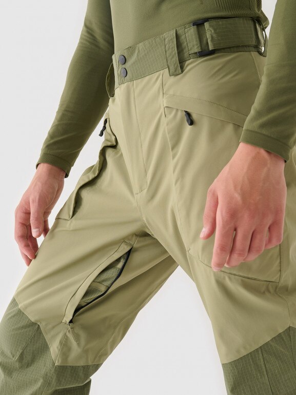 Męskie spodnie narciarskie 4F 4FWAW24TFTRM695 - oliwkowe/khaki