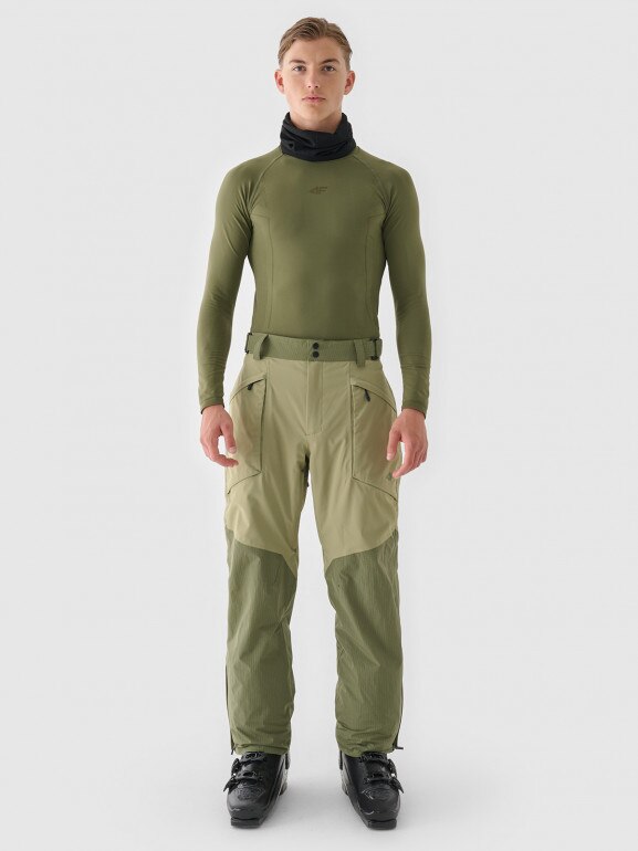 Męskie spodnie narciarskie 4F 4FWAW24TFTRM695 - oliwkowe/khaki