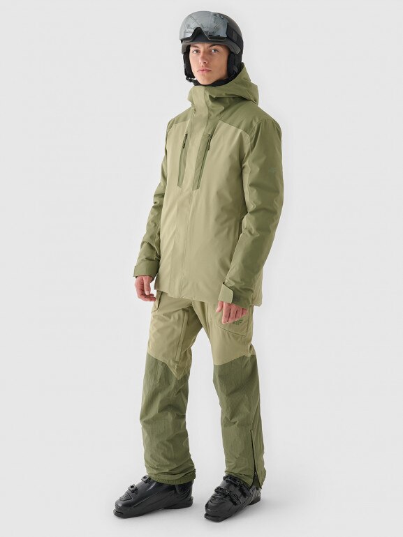 Męskie spodnie narciarskie 4F 4FWAW24TFTRM695 - oliwkowe/khaki