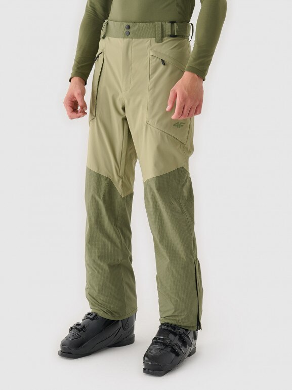 Męskie spodnie narciarskie 4F 4FWAW24TFTRM695 - oliwkowe/khaki