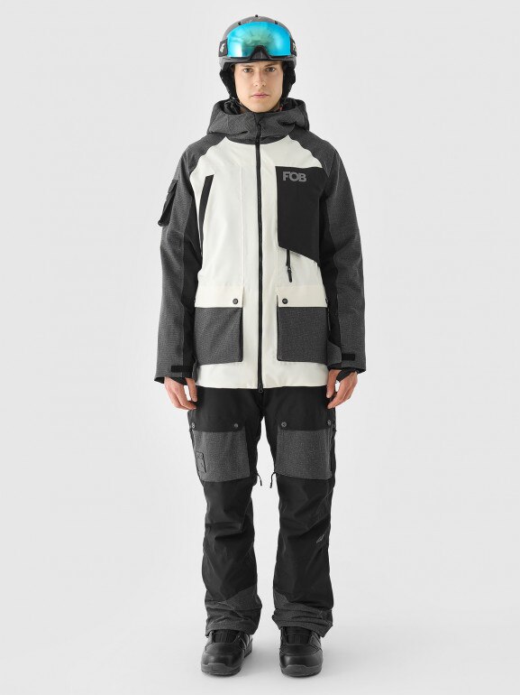 Męska kurtka snowboardowa 4F 4FWAW24TTJAM511 - szara