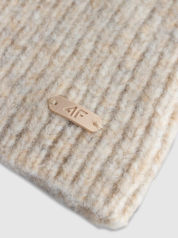 Zestaw zimowy komin i czapka uniseks 4F 4FWAW25ACAPF571 - beżowy