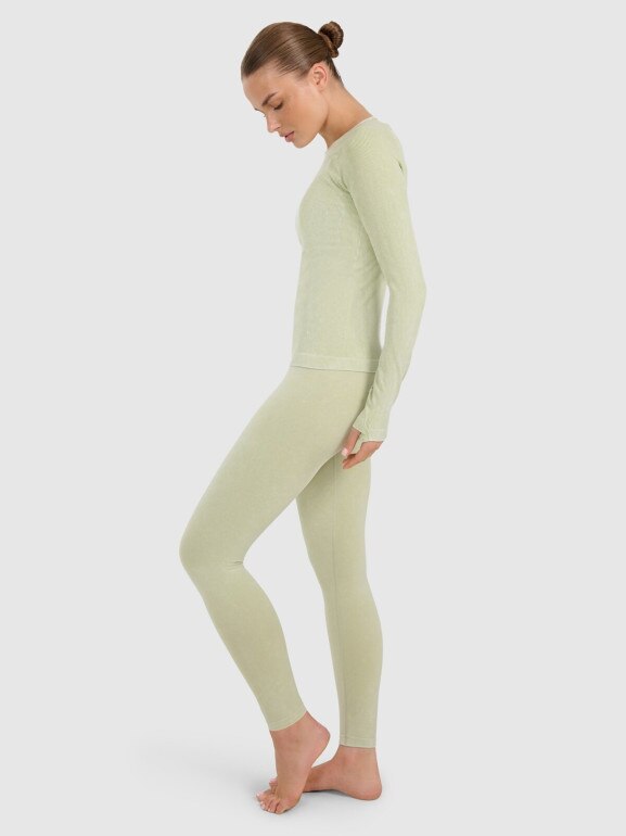 Damski longsleeve do jogi i pilatesu 4F 4FWAW25TFLOF429 - zielony