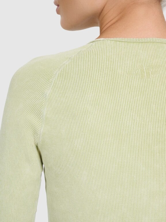 Damski longsleeve do jogi i pilatesu 4F 4FWAW25TFLOF429 - zielony