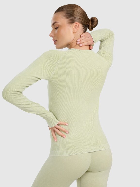 Damski longsleeve do jogi i pilatesu 4F 4FWAW25TFLOF429 - zielony
